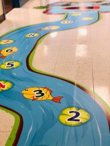 sensory path installed on tile floor